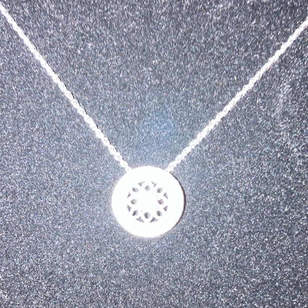 Sterling silver round diamond necklace